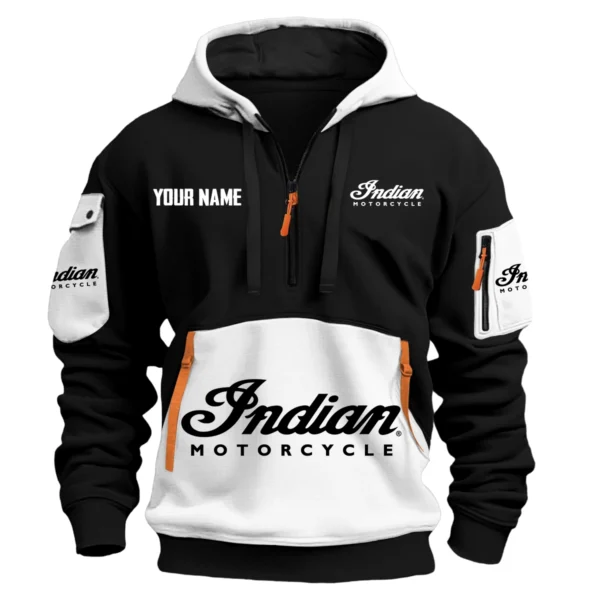 Indian Motorcycle Exclusive Logo Hoodie Half Zipper HOMOT090625A01INDHDF - White
