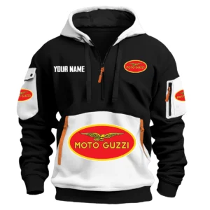 Moto Guzzi Exclusive Logo Hoodie Half Zipper HOMOT090625A01MGUHDF - White