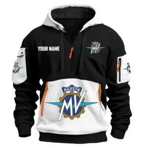 MV Agusta Exclusive Logo Hoodie Half Zipper HOMOT090625A01MVAHDF - White