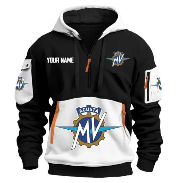 MV Agusta Exclusive Logo Hoodie Half Zipper HOMOT090625A01MVAHDF - White