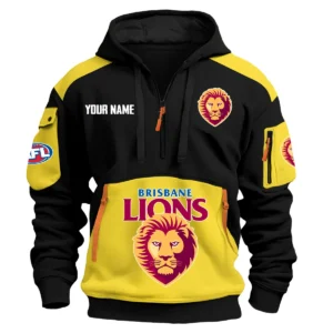 Brisbane Lions Australian Football League Exclusive Logo Hoodie Half Zipper HOAFL190525A01BL - Yellow