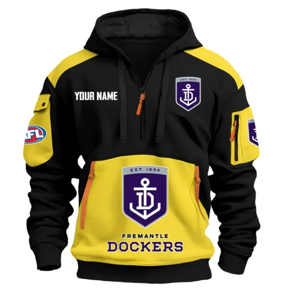 Fremantle Dockers Australian Football League Exclusive Logo Hoodie Half Zipper HOAFL190525A01FRE - Yellow