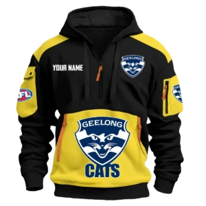 Geelong Cats Australian Football League Exclusive Logo Hoodie Half Zipper HOAFL190525A01GEEL - Yellow