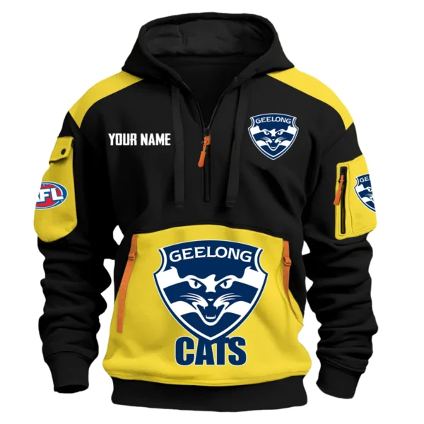 Geelong Cats Australian Football League Exclusive Logo Hoodie Half Zipper HOAFL190525A01GEEL - Yellow