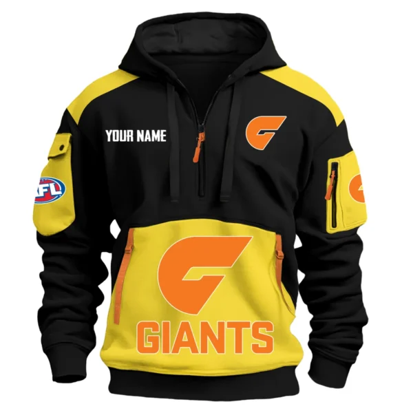 GWS Giants Australian Football League Exclusive Logo Hoodie Half Zipper HOAFL190525A01GWS - Yellow