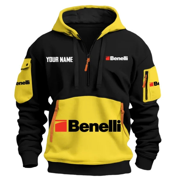Benelli Exclusive Logo Hoodie Half Zipper HOMOT090625A01BENHDF - Yellow