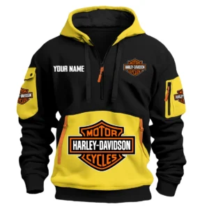 Harley-Davidson Exclusive Logo Hoodie Half Zipper HOMOT090625A01HDHDF - Yellow