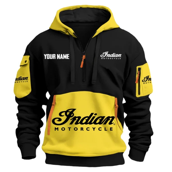Indian Motorcycle Exclusive Logo Hoodie Half Zipper HOMOT090625A01INDHDF - Yellow