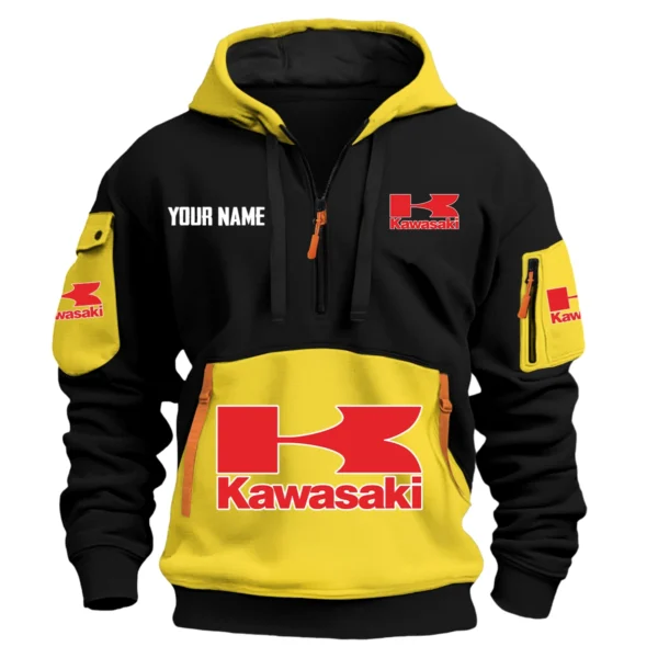 Kawasaki Exclusive Logo Hoodie Half Zipper HOMOT090625A01KAWHDF - Yellow