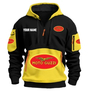 Moto Guzzi Exclusive Logo Hoodie Half Zipper HOMOT090625A01MGUHDF - Yellow
