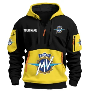 MV Agusta Exclusive Logo Hoodie Half Zipper HOMOT090625A01MVAHDF - Yellow