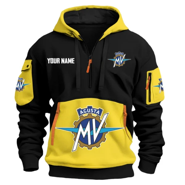 MV Agusta Exclusive Logo Hoodie Half Zipper HOMOT090625A01MVAHDF - Yellow