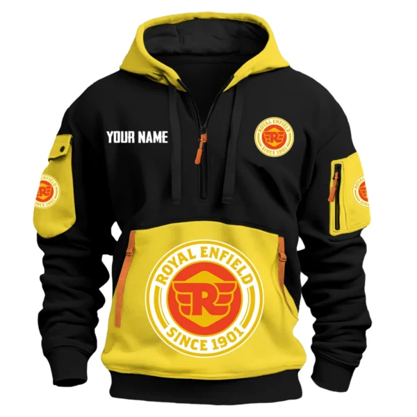 Royal Enfield Exclusive Logo Hoodie Half Zipper HOMOT090625A01ROYHDF - Yellow
