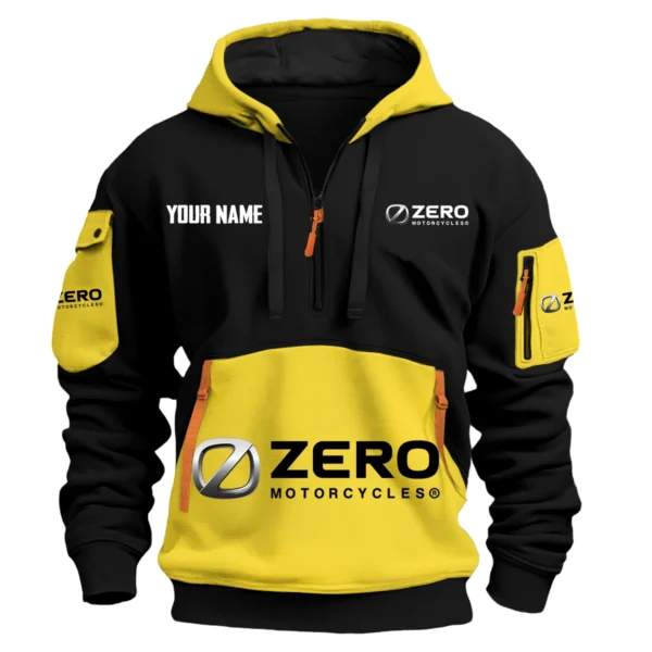 Zero Motorcycles Exclusive Logo Hoodie Half Zipper HOMOT090625A01ZERHDF - Yellow