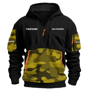 Bar Crusher Exclusive Logo Hoodie Half Zipper Fishing QTFS200525A2BCR - Yellow