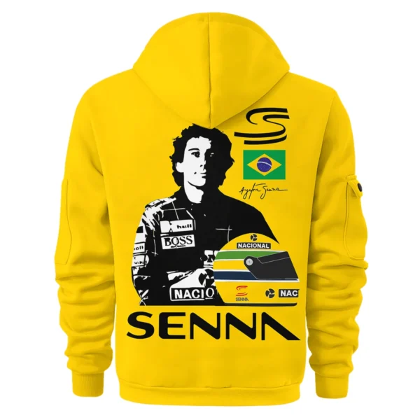 Ayrton Senna Flag And Helmet McLaren F1 Exclusive Hoodie Half Zipper BLF13625A4HDF - Image 3
