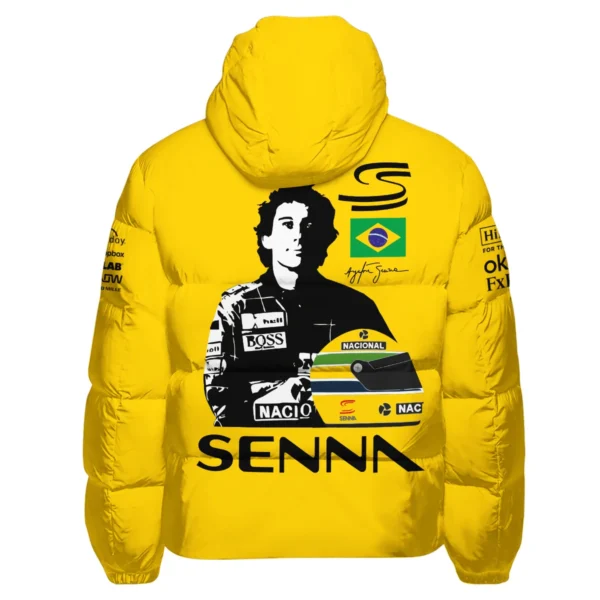 Ayrton Senna Flag And Helmet McLaren F1 Exclusive Down & Puffer Jackets BLF13625A4HCJ - Image 3