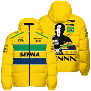 Ayrton Senna Flag And Helmet McLaren F1 Exclusive Down & Puffer Jackets BLF13625A4HCJ