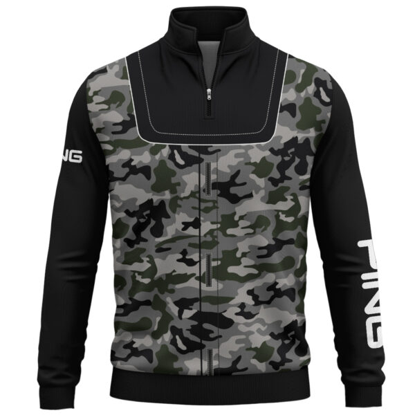 Ping Brand Exclusive Logo All Over Print Quarter Zip Sweatshirt  HOGOF280525A01PI - Army Green - Image 2