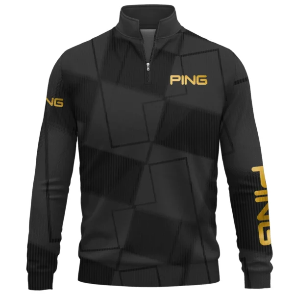 Ping Brand Exclusive Logo All Over Print Quarter Zip Sweatshirt HOGF030625A01PI - Black