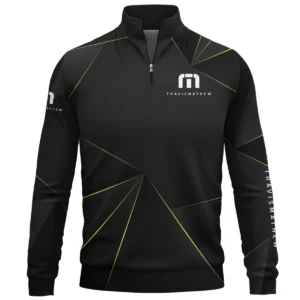 TravisMathew Brand Exclusive Logo All Over Print Quarter Zip Sweatshirt HOGF310525A01TRM - Black