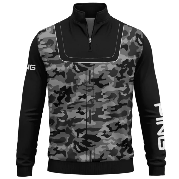 Ping Brand Exclusive Logo All Over Print Quarter Zip Sweatshirt  HOGOF280525A01PI - Black - Image 2