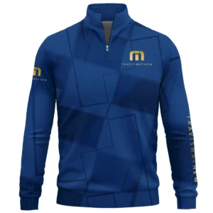 TravisMathew Brand Exclusive Logo All Over Print Quarter Zip Sweatshirt HOGF030625A01TRM - Blue
