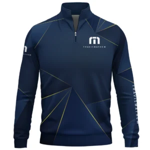 TravisMathew Brand Exclusive Logo All Over Print Quarter Zip Sweatshirt HOGF310525A01TRM - Blue