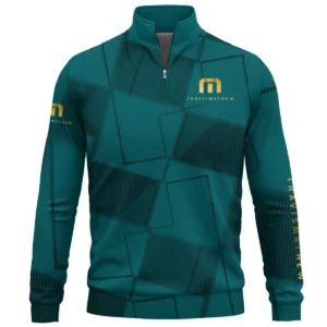 TravisMathew Brand Exclusive Logo All Over Print Quarter Zip Sweatshirt HOGF030625A01TRM - Cyan