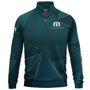 TravisMathew Brand Exclusive Logo All Over Print Quarter Zip Sweatshirt HOGF310525A01TRM - Cyan