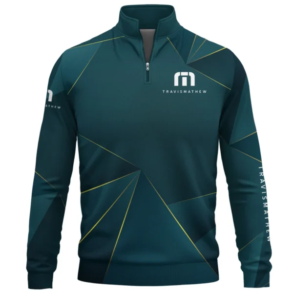 TravisMathew Brand Exclusive Logo All Over Print Quarter Zip Sweatshirt HOGF310525A01TRM - Cyan