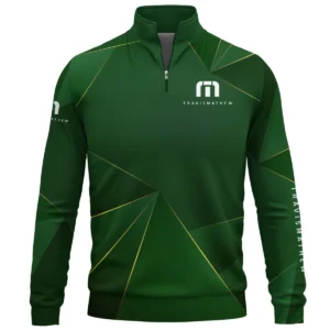TravisMathew Brand Exclusive Logo All Over Print Quarter Zip Sweatshirt HOGF310525A01TRM - Green