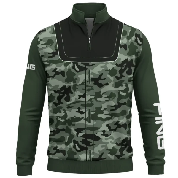 Ping Brand Exclusive Logo All Over Print Quarter Zip Sweatshirt  HOGOF280525A01PI - Green - Image 2