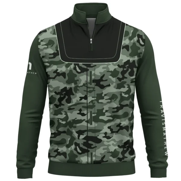 TravisMathew Brand Exclusive Logo All Over Print Quarter Zip Sweatshirt  HOGOF280525A01TRA - Green - Image 2