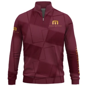 TravisMathew Brand Exclusive Logo All Over Print Quarter Zip Sweatshirt HOGF030625A01TRM - Maroon