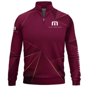 TravisMathew Brand Exclusive Logo All Over Print Quarter Zip Sweatshirt HOGF310525A01TRM - Maroon
