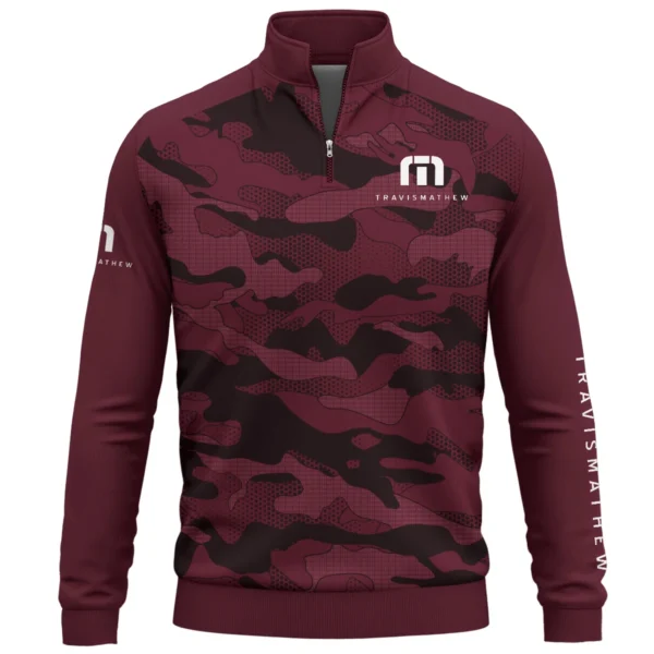TravisMathew Brand Exclusive Logo Quarter Zip Sweatshirt HOGO270525BR01TRM - Maroon