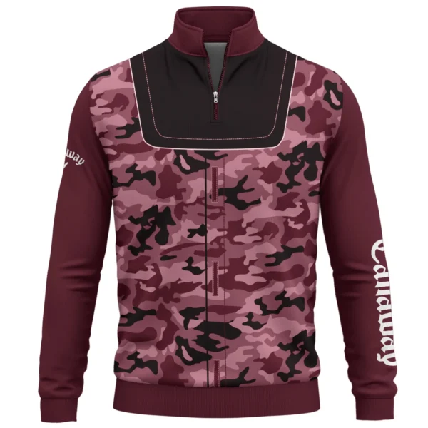 Callaway Brand Exclusive Logo All Over Print Quarter Zip Sweatshirt  HOGOF280525A01CLW - Maroon - Image 2