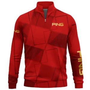 Ping Brand Exclusive Logo All Over Print Quarter Zip Sweatshirt HOGF030625A01PI - Red