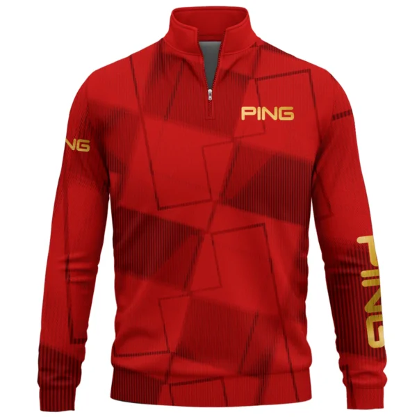 Ping Brand Exclusive Logo All Over Print Quarter Zip Sweatshirt HOGF030625A01PI - Red