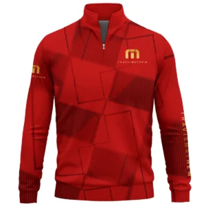 TravisMathew Brand Exclusive Logo All Over Print Quarter Zip Sweatshirt HOGF030625A01TRM - Red
