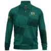 TravisMathew Brand Exclusive Logo All Over Print Quarter Zip Sweatshirt HOGF030625A01TRM - Teal Green