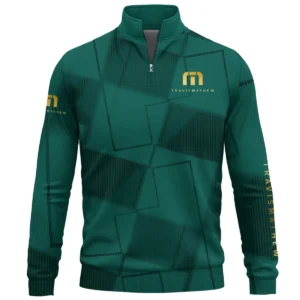 TravisMathew Brand Exclusive Logo All Over Print Quarter Zip Sweatshirt HOGF030625A01TRM - Teal Green
