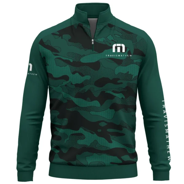 TravisMathew Brand Exclusive Logo Quarter Zip Sweatshirt HOGO270525BR01TRM - Teal Green