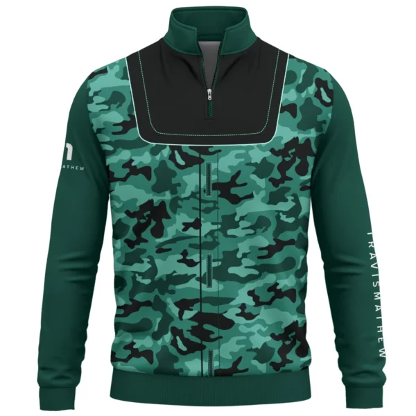 TravisMathew Brand Exclusive Logo All Over Print Quarter Zip Sweatshirt  HOGOF280525A01TRA - Teal Green - Image 2