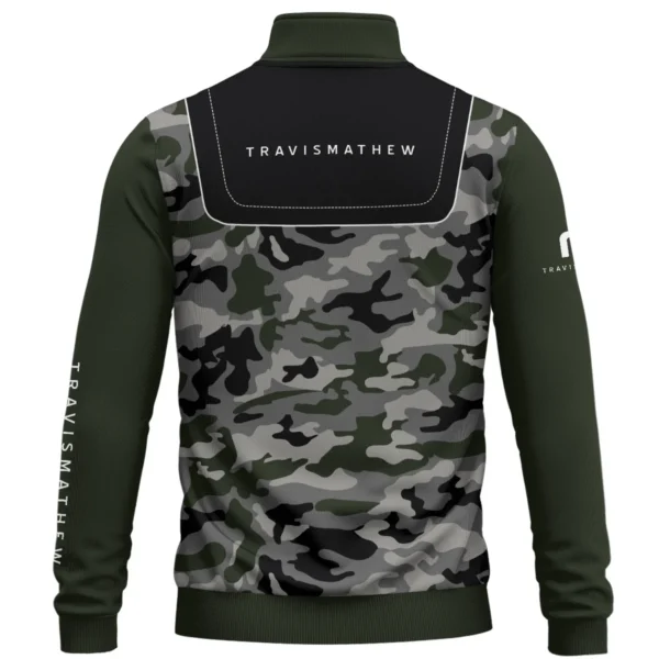 TravisMathew Brand Exclusive Logo All Over Print Quarter Zip Sweatshirt  HOGOF280525A01TRA - ArmyGreen - Image 3