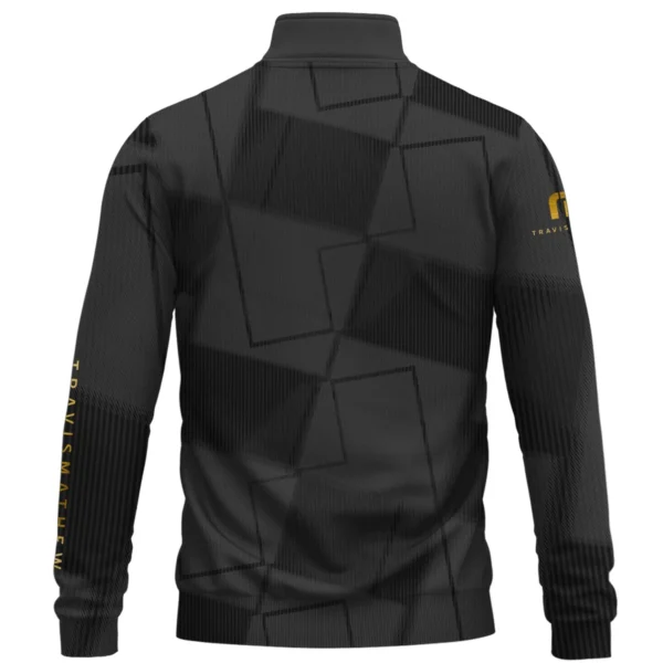TravisMathew Brand Exclusive Logo All Over Print Quarter Zip Sweatshirt HOGF030625A01TRM - Black - Image 2