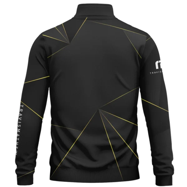 TravisMathew Brand Exclusive Logo All Over Print Quarter Zip Sweatshirt HOGF310525A01TRM - Black - Image 2