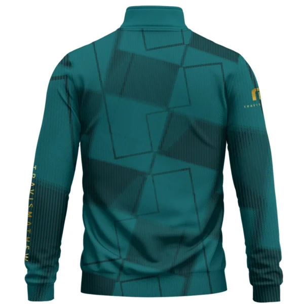 TravisMathew Brand Exclusive Logo All Over Print Quarter Zip Sweatshirt HOGF030625A01TRM - Cyan - Image 2