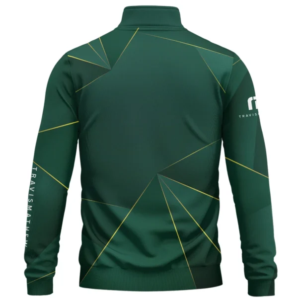 TravisMathew Brand Exclusive Logo All Over Print Quarter Zip Sweatshirt HOGF310525A01TRM - Dark Green - Image 2